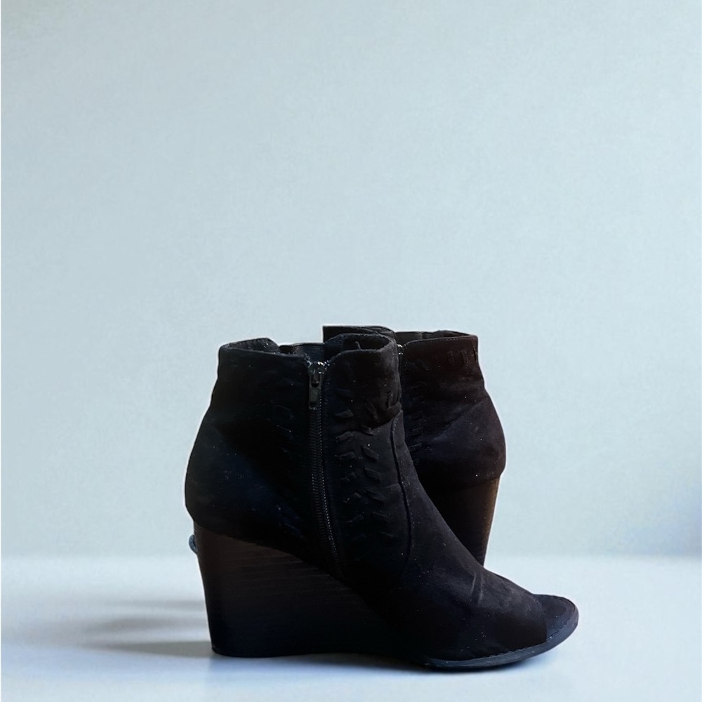 MIA Black Ankle Booties with Wedge Heel